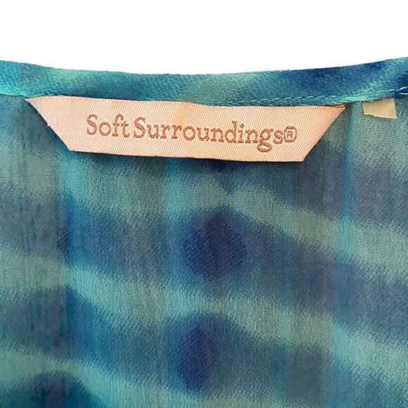 Soft Surroundings M* Turquoise Blue Beaded Sequin Tie-Dye Semi-Sheer Swim Cover - Picture 5 of 7